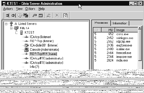 Установление теневого сеанса с помоью утилиты Citrix Server Administration